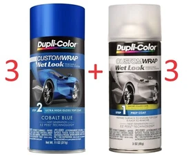 6 X Dupli-Color  Custom Wrap Wet Look  Step 1 Prep/Step 2 Cobalt Blue New Sealed