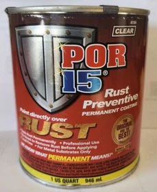POR-15&reg; (CLEAR) High Performance Rust Preventive Coating, Gallon Quarts Pints