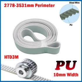 HTD 3M Closed PU Timing Belt with Steel Wire 10mm Width 2778mm to 3531mm
