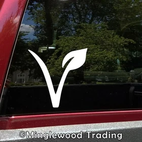 V Vegan Leaf  Vinyl Decal | Veganism Plant Based Healthy | Die Cut Sticker