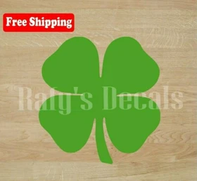 FOUR LEAF CLOVER VINYL DECAL CAR WINDOW LUCKY LEAVES CHARM FAITH CHOOSE COLOR