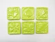 Leaf Craft Tiles, Handmade Ceramic Mosaic Art Tiles, Lime Green, Set of 6