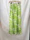 Tropical Leaf Print Silky Causual Beachy Pants - Lime Green on White