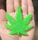 Cannabis Leaf Lime Green Glitter Keychain