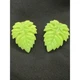 Vintage Lime Green Molded Plastic Leaf Clip On Earring Hong Kong Retro Botanical