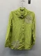 Como Black Women's Lime Monstera Leaf Embroidered Button Down Shirt Sz M NWT