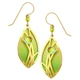 Adajio Vibrant Citrine & Lime Grasses Overlay Leaf-Shaped Pierced Earrings