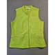 Chicos Quilted Vest Leaf Print Lime Green Collar Pockets Full Snap Size 2